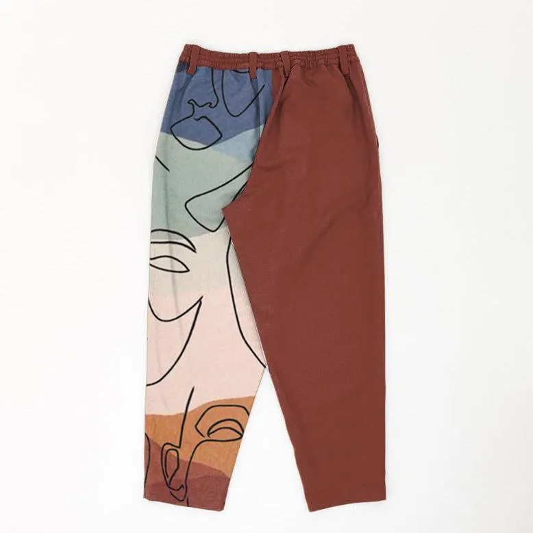 Fashion contrast color trend loose-footed street trousers