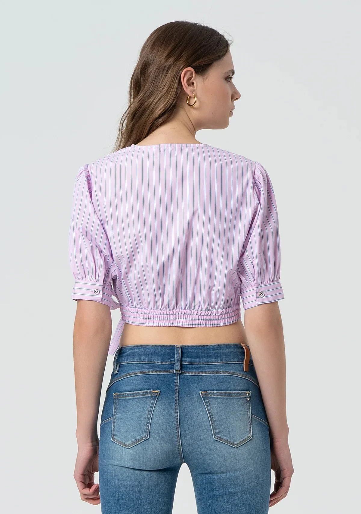 FCM-FR25ST1006W6 STRIPED ROSE WRAP BLOUSE