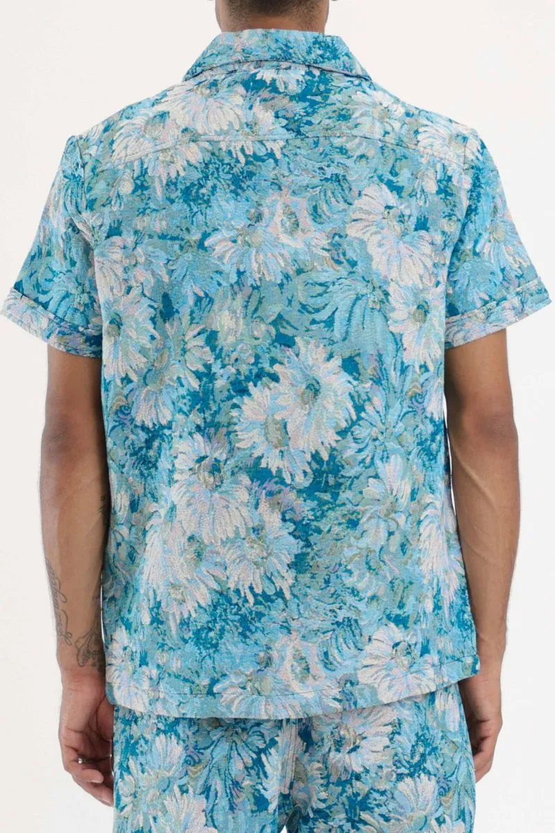 First Row - Tapestry Woven Bowling Shirts (Blue)