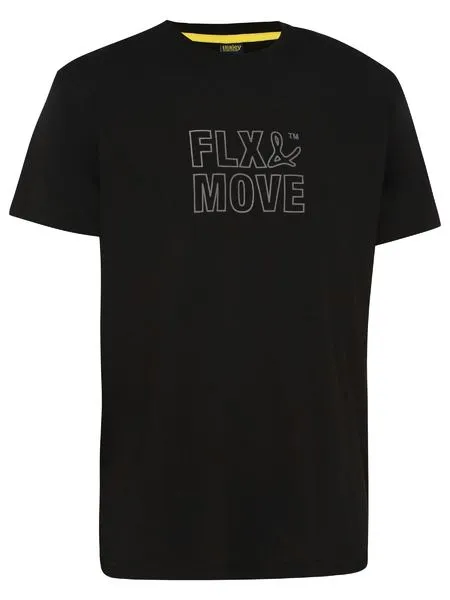 Flx & Move™  Black Cotton Print Tee For Men- Short Sleeve