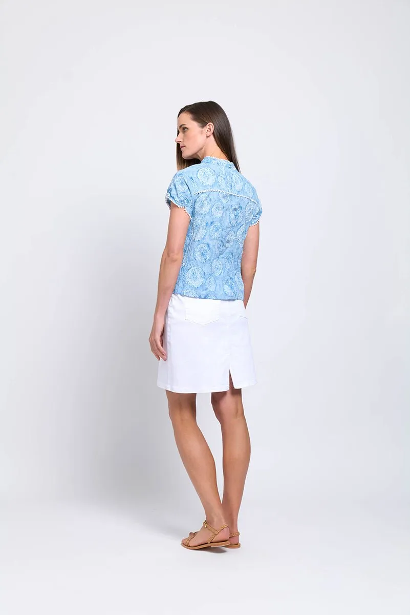 Foil Infamous Crush Cap Sleeve Shirt | Hydra Blue