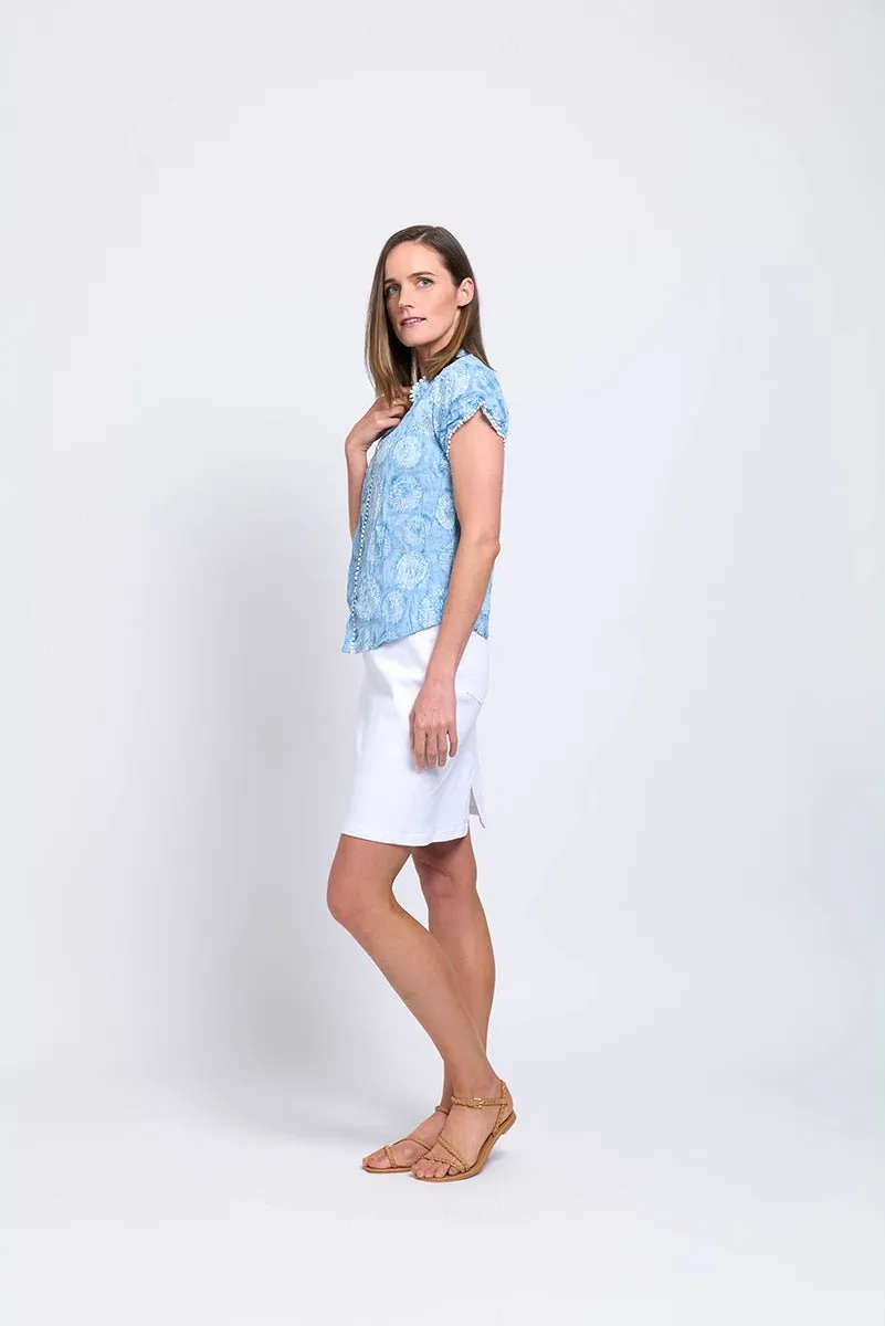 Foil Infamous Crush Cap Sleeve Shirt | Hydra Blue