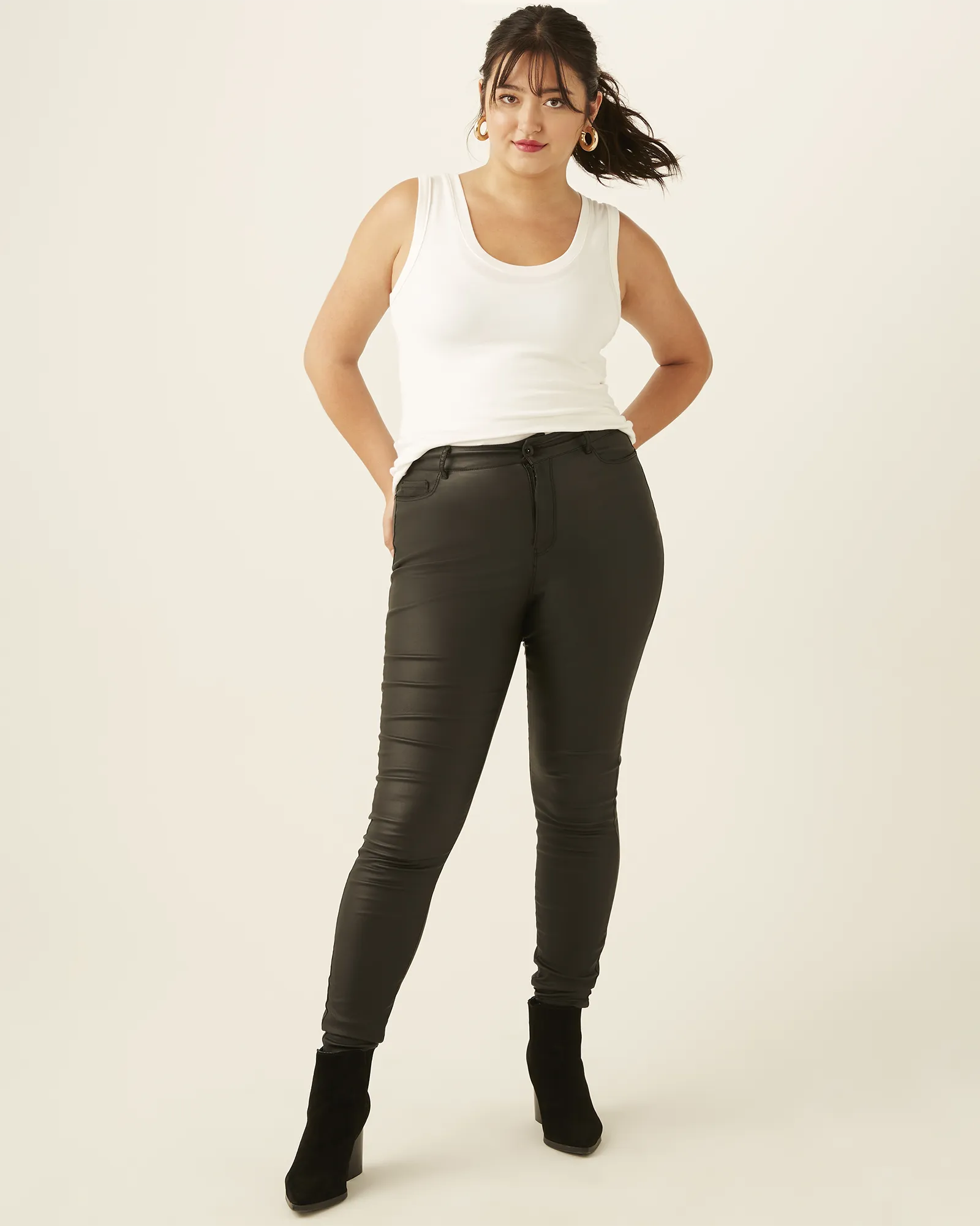 Frances Coated Faux-Leather Pants | Black