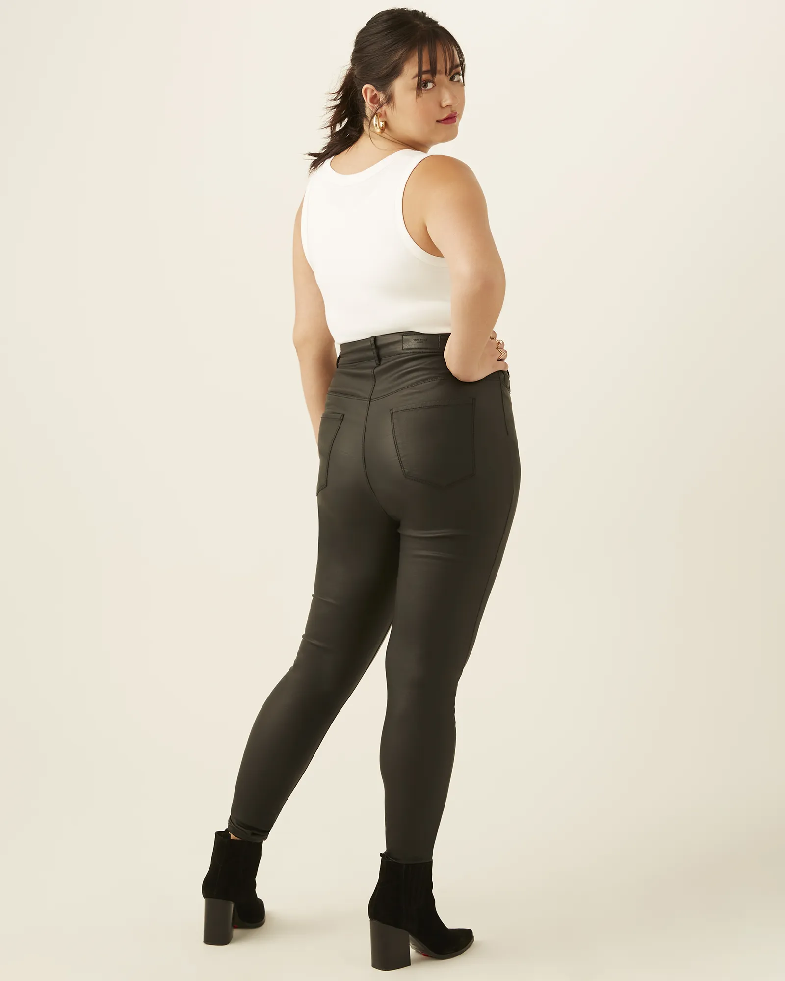 Frances Coated Faux-Leather Pants | Black