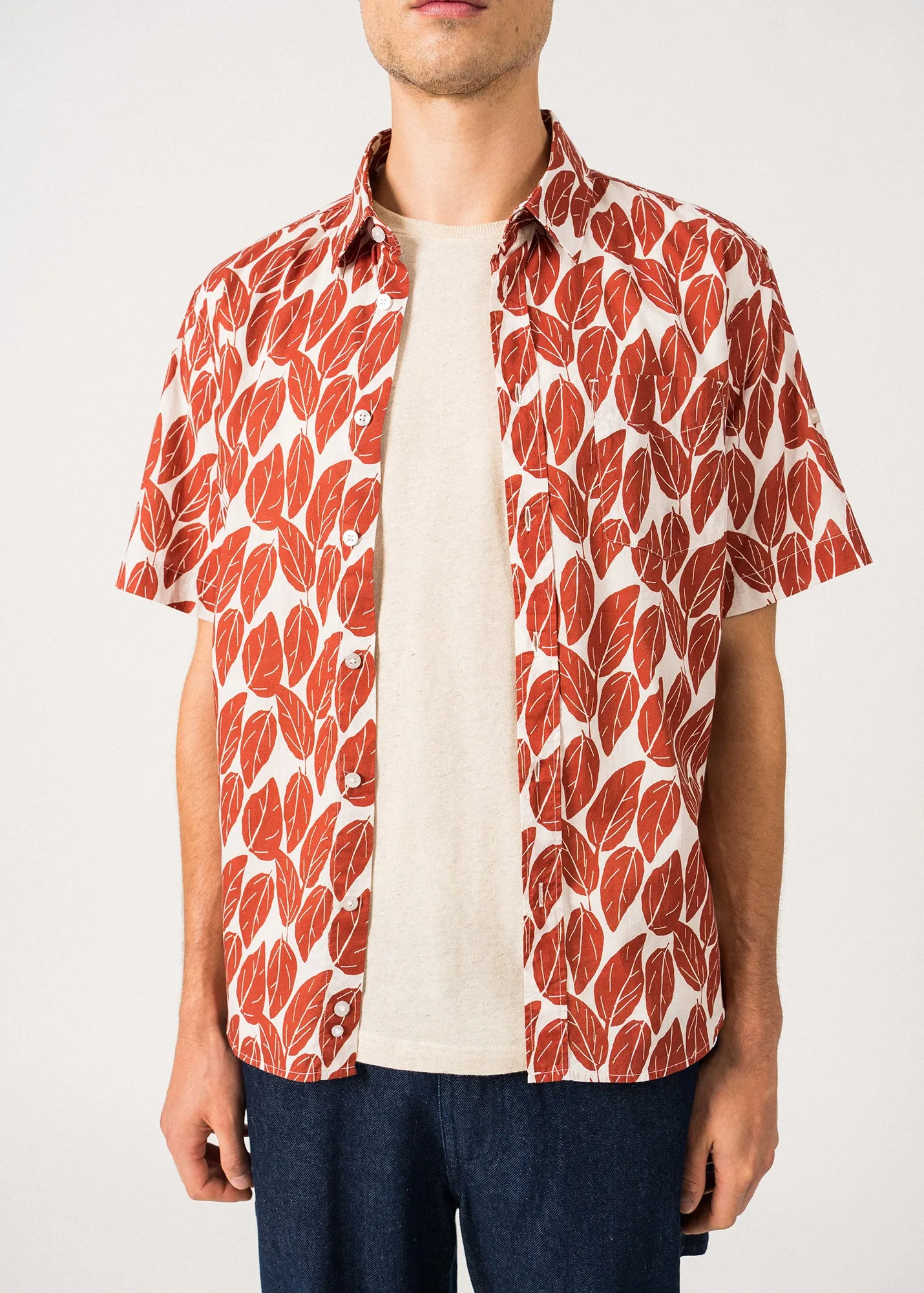 Franck Patterned Shirt  short sleeves (TERRA FEUILLE)