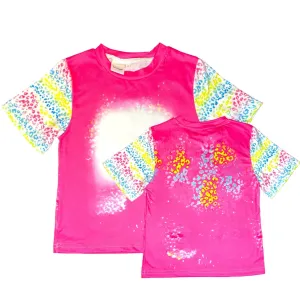 FREE GIFTVibrant Leopard Print Faux Bleach Sublimation T-Shirts-Vibrant Magenta