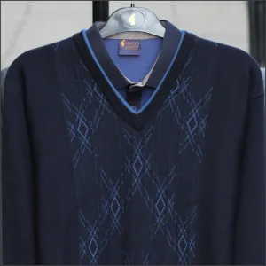 Gabicci M10 Navy Patterned V Neck/