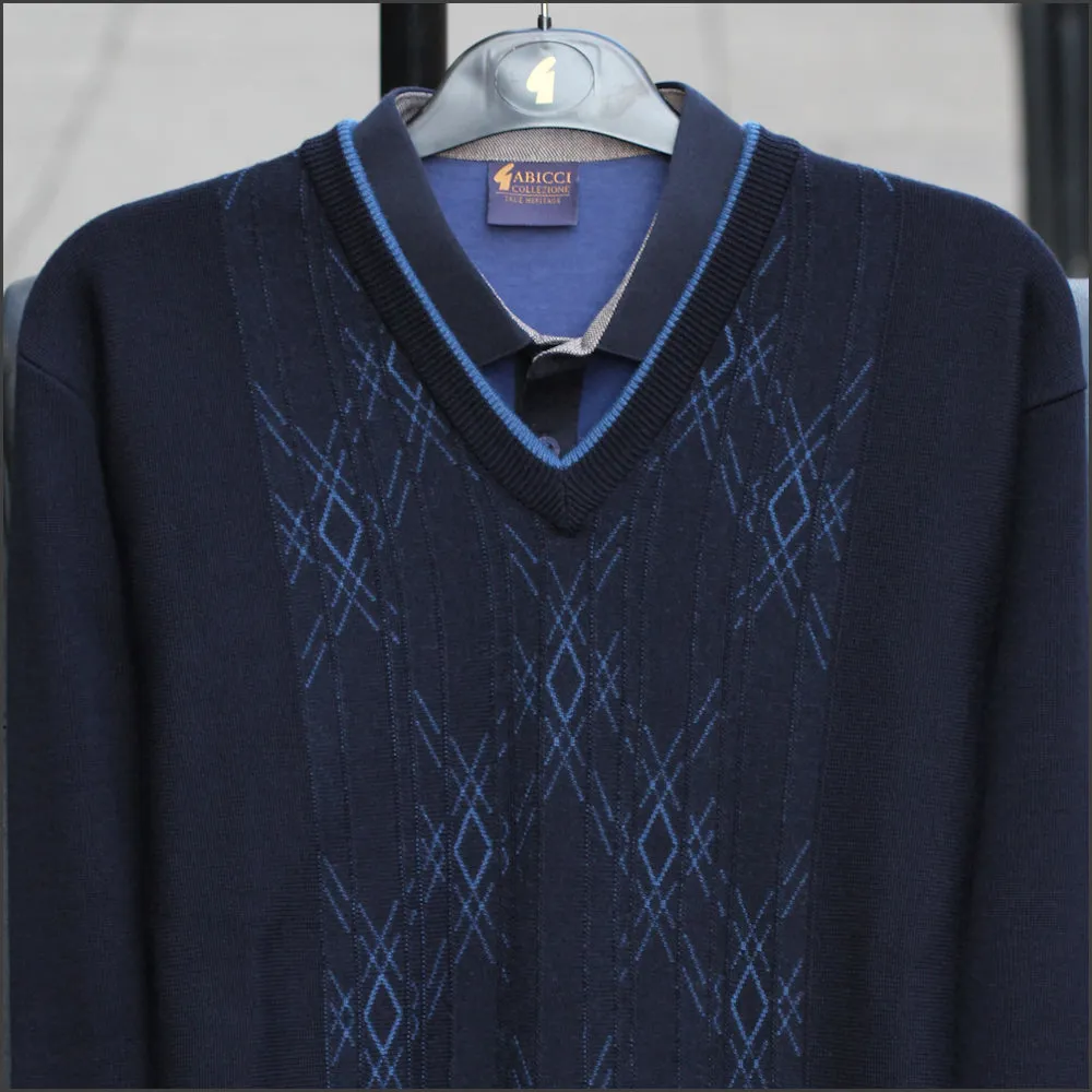 Gabicci M10 Navy Patterned V Neck/