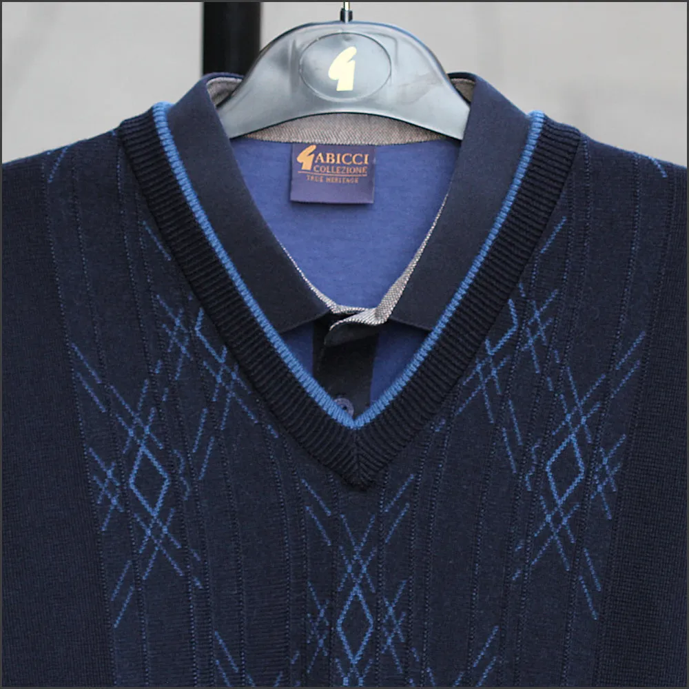 Gabicci M10 Navy Patterned V Neck/