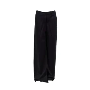 Graeme Black Women's Flat Front Silk Wide Leg Dress Pants Black Size 40 (2-4)