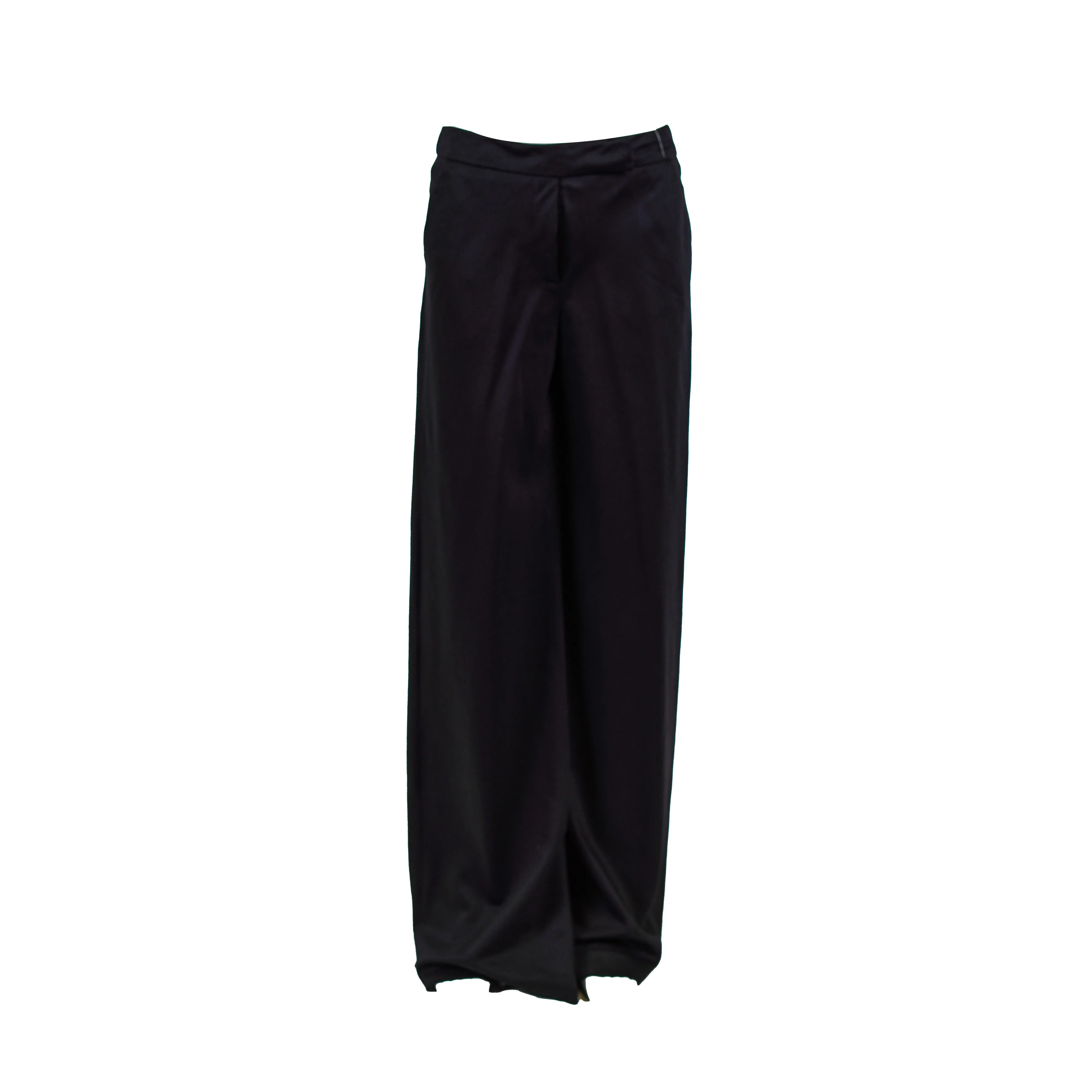 Graeme Black Women's Flat Front Silk Wide Leg Dress Pants Black Size 40 (2-4)
