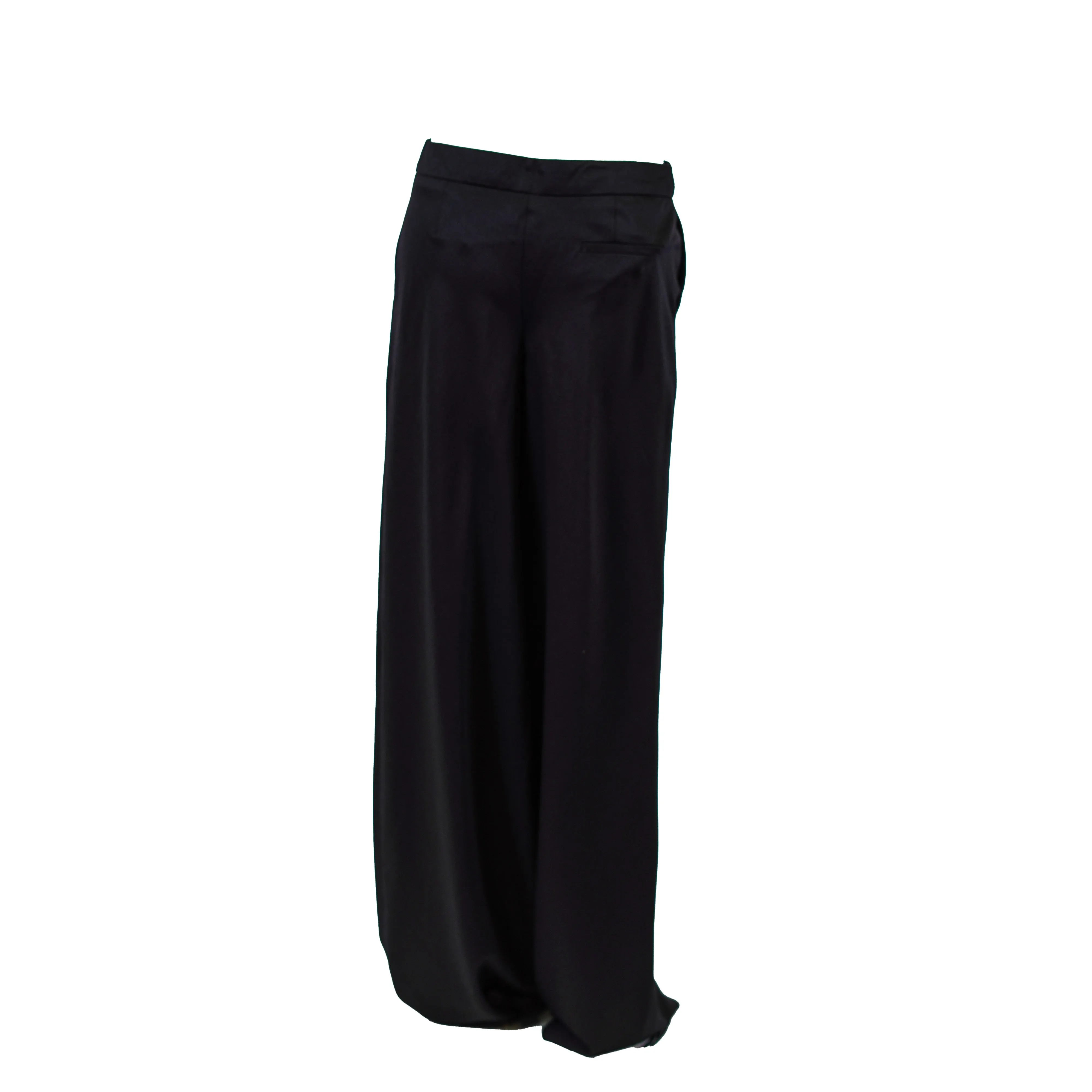 Graeme Black Women's Flat Front Silk Wide Leg Dress Pants Black Size 40 (2-4)