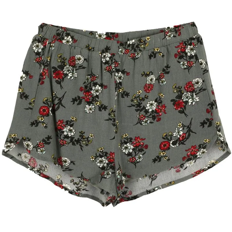Grey Floral Tween Shorts