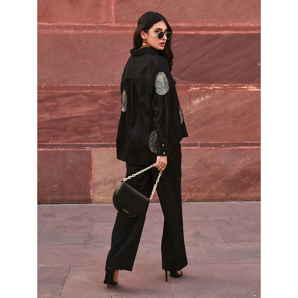 Gulaal Diyu Sequin Embroidered Black Shirt