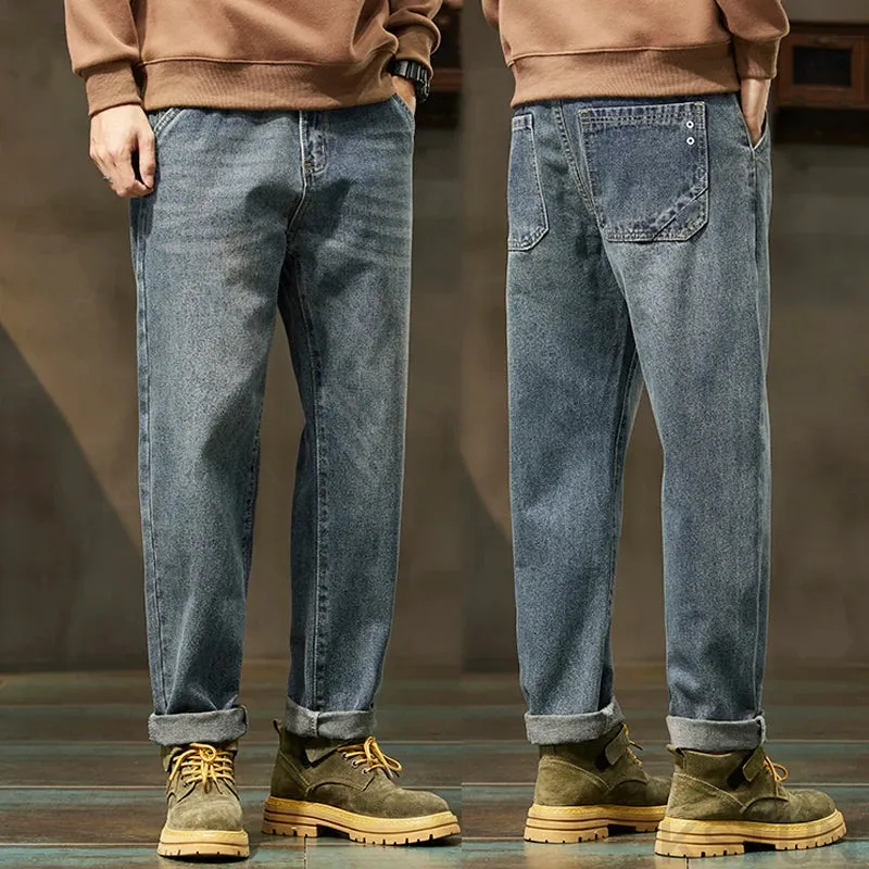 Harem Pants Men Loose Jeans Denim Trousers Baggy Mens Desinger Clothing Fashion Pockets Trendy 2024 New Kpop Oversized Cowboys