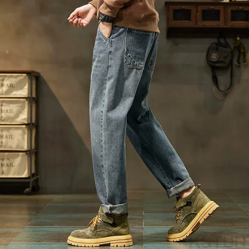 Harem Pants Men Loose Jeans Denim Trousers Baggy Mens Desinger Clothing Fashion Pockets Trendy 2024 New Kpop Oversized Cowboys