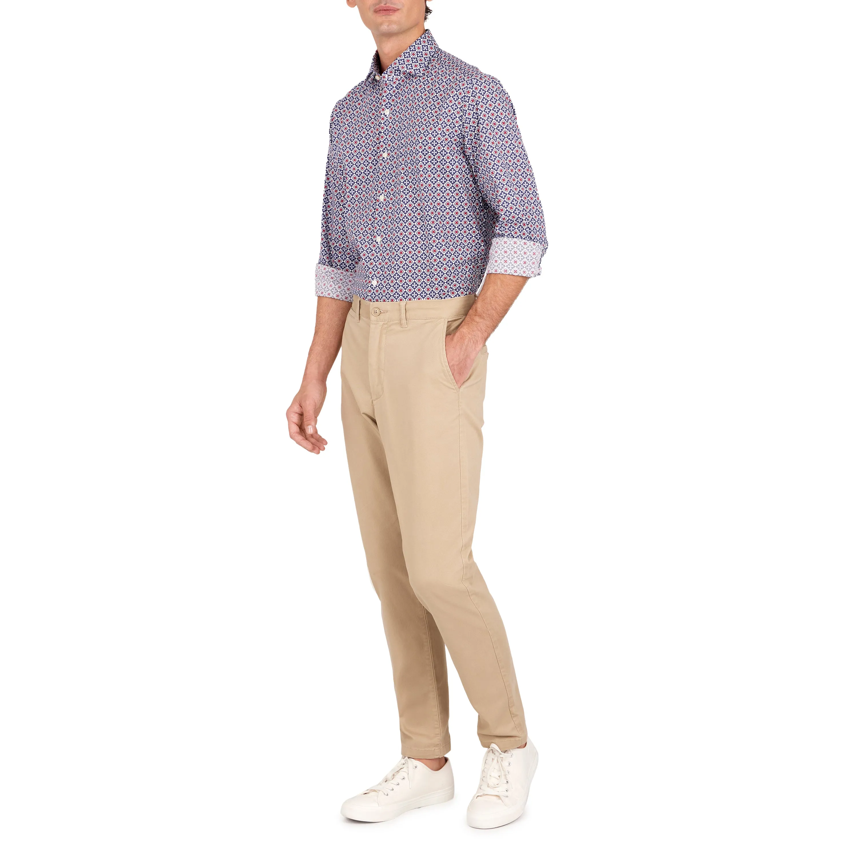 Havana '32 Navy & Red Geometric Print Sport Shirt