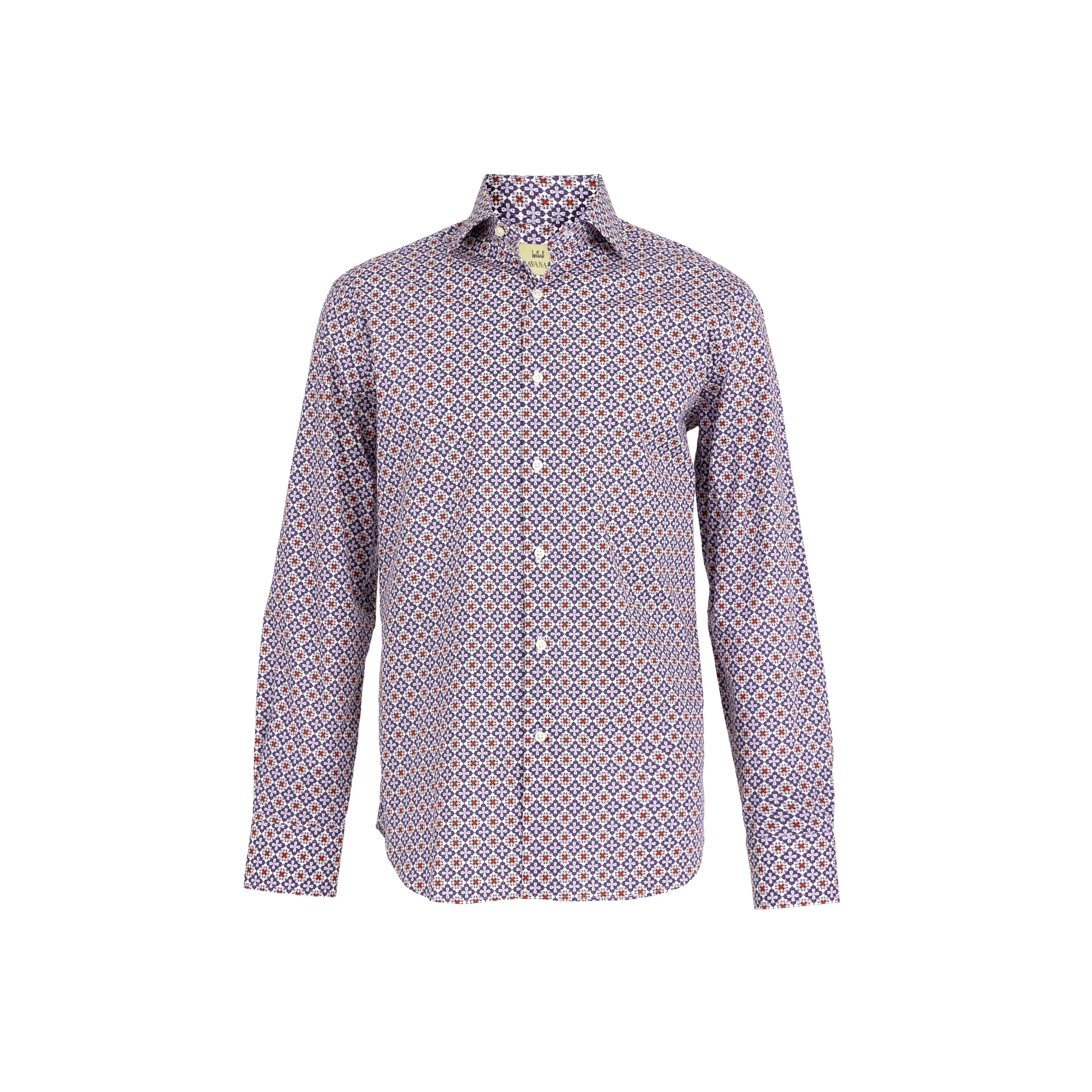 Havana '32 Navy & Red Geometric Print Sport Shirt