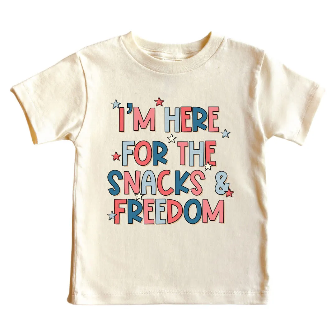 Here For The Snacks & Freedom Kids Graphic Tee | Natural