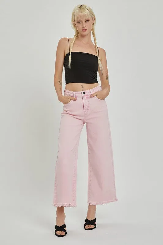 High Rise Fade Pink Risen Pants