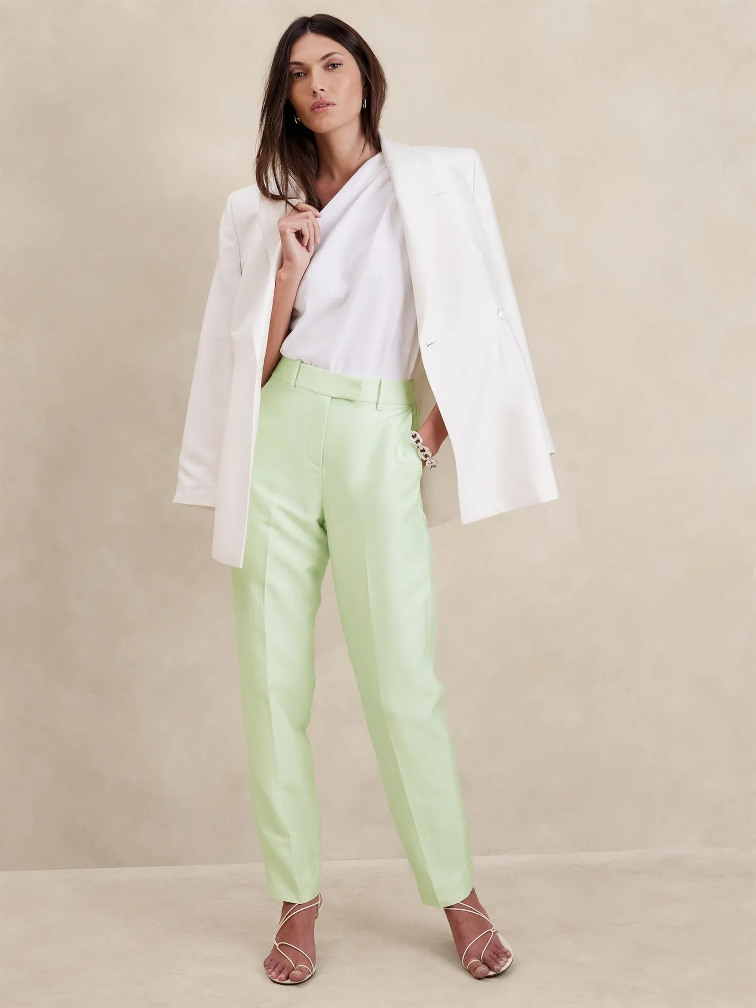 High-Rise Italian Viscose-Linen Pant