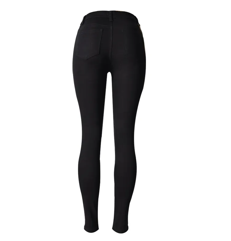 Holes High Waist Slim Beggar Elastic Plus Size Jeans