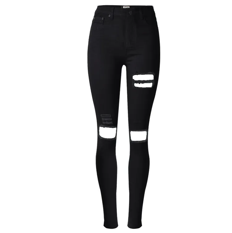 Holes High Waist Slim Beggar Elastic Plus Size Jeans