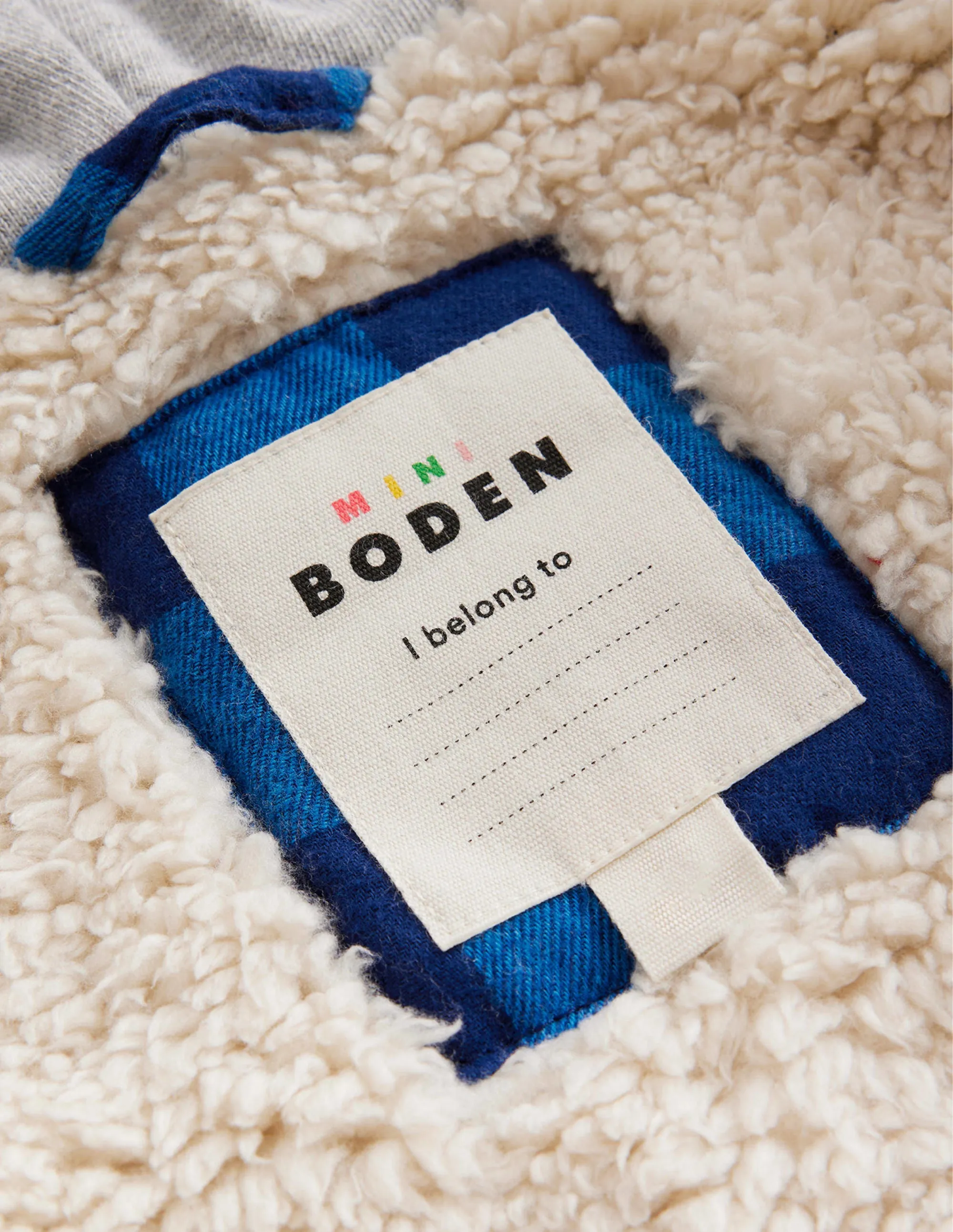 Hooded Borg Lined Jacket-Navy / Blue Gingham