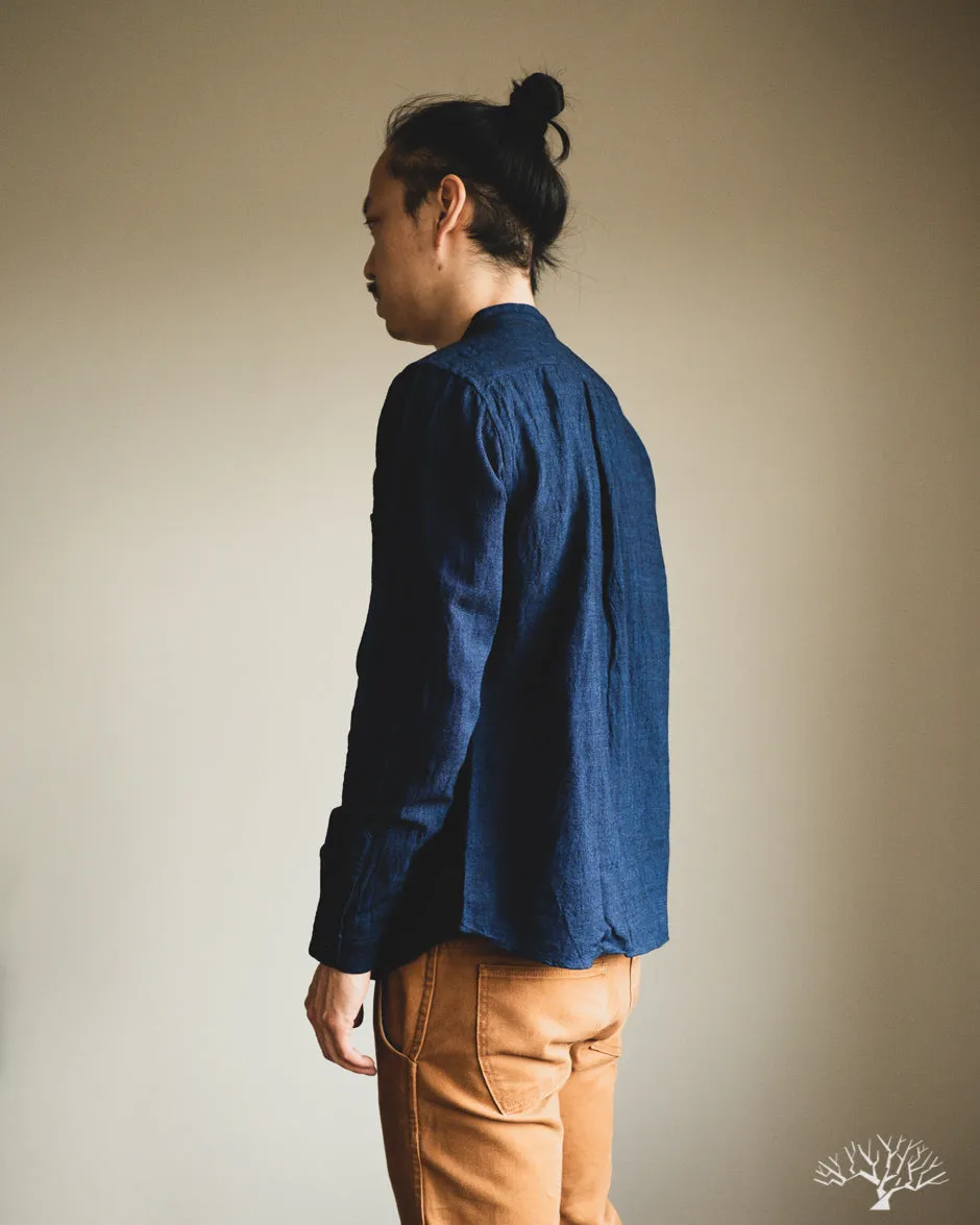 Indigo Band Collar Shirt