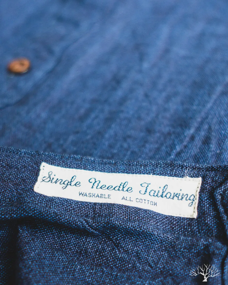 Indigo Band Collar Shirt