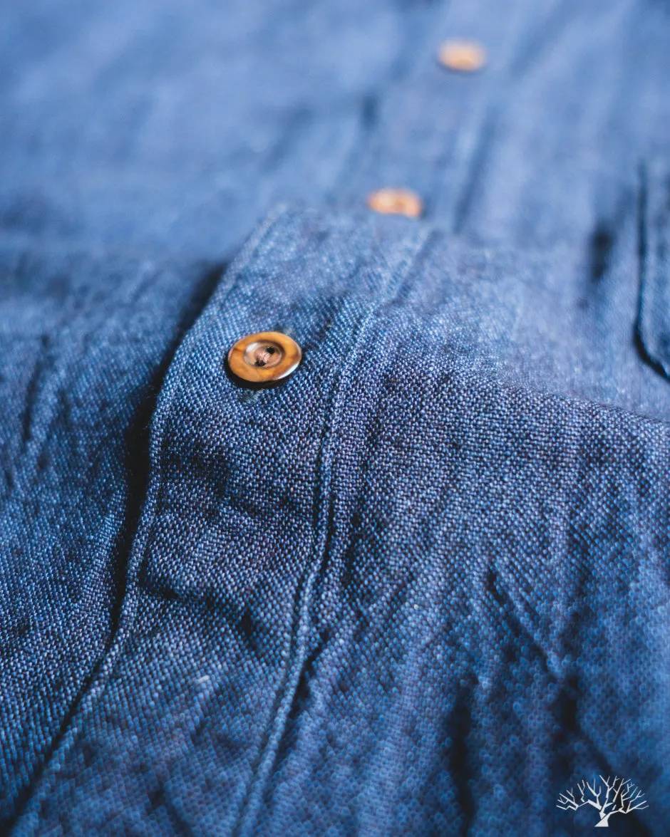 Indigo Band Collar Shirt