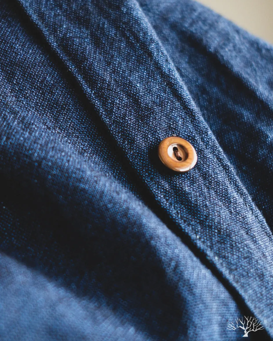 Indigo Band Collar Shirt