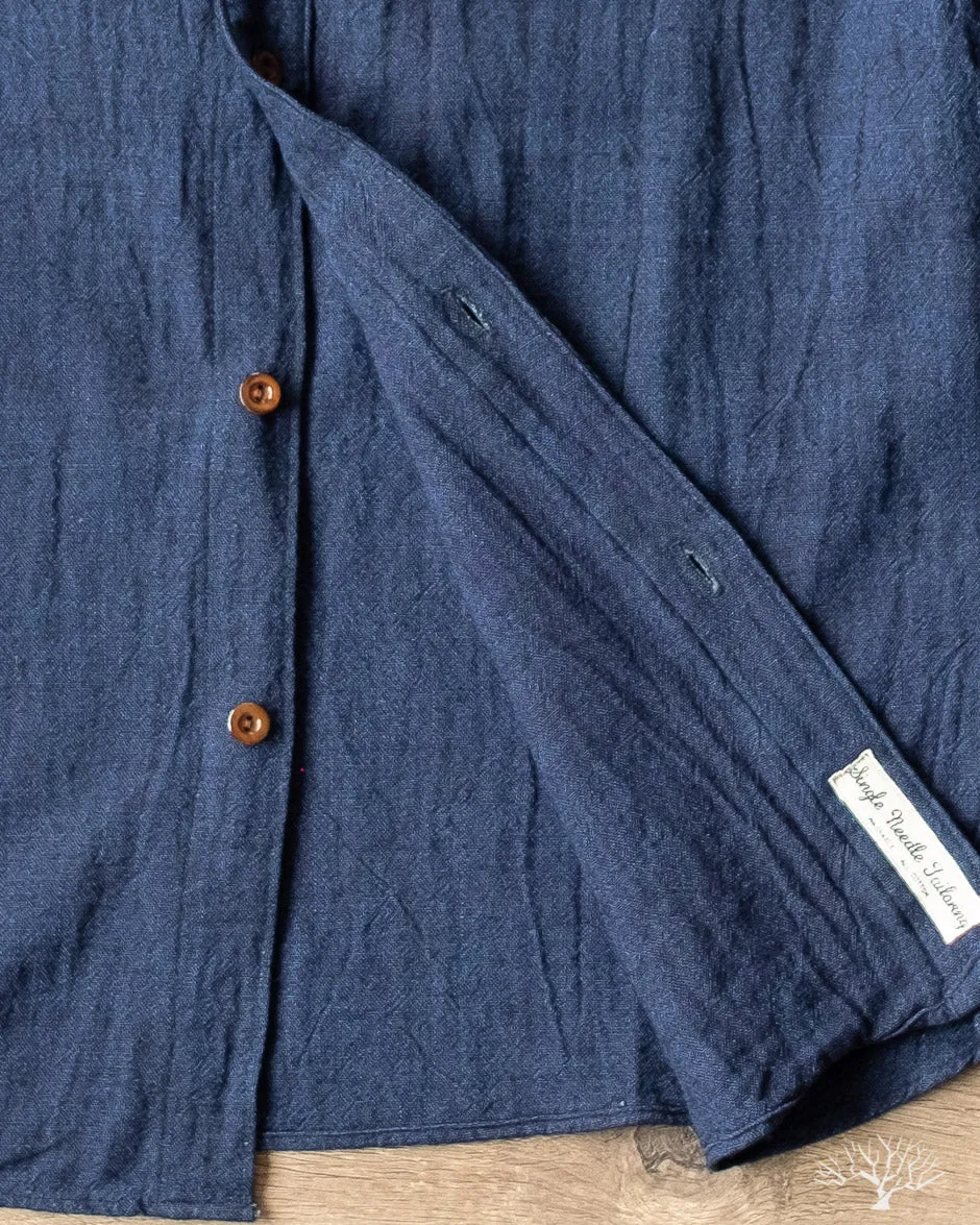 Indigo Band Collar Shirt