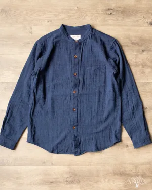 Indigo Band Collar Shirt