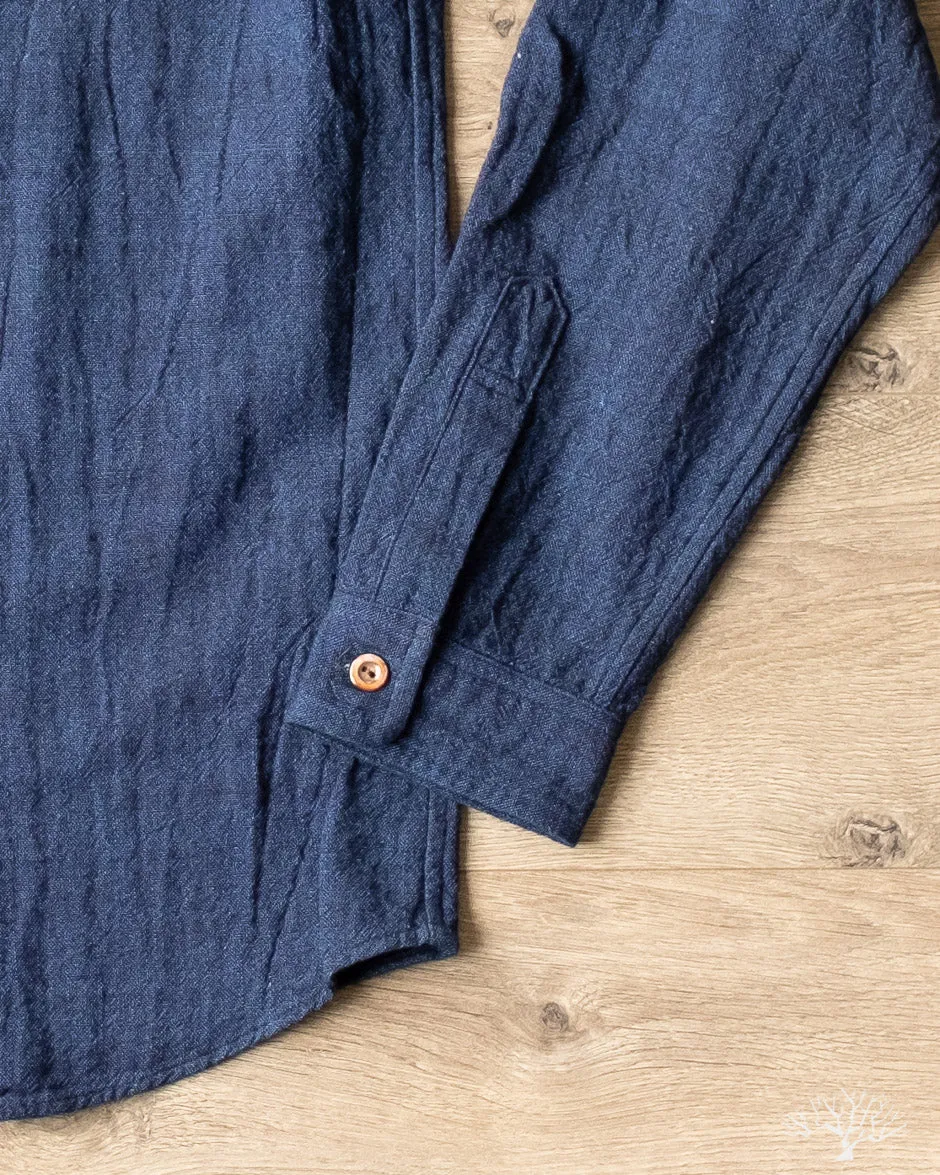 Indigo Band Collar Shirt