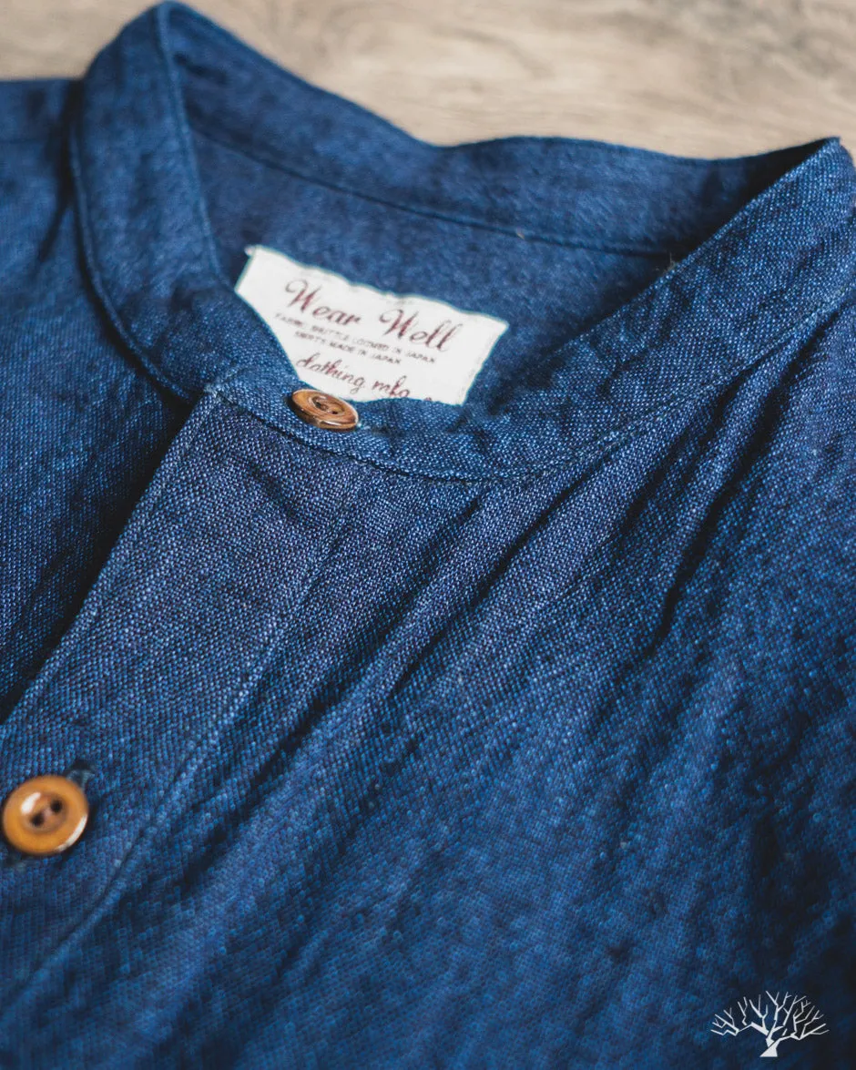 Indigo Band Collar Shirt