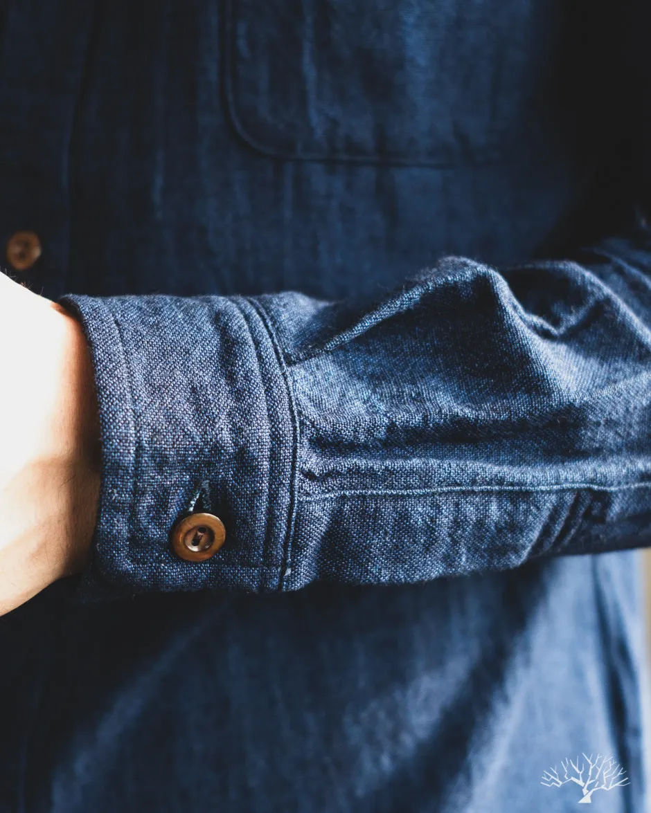 Indigo Band Collar Shirt