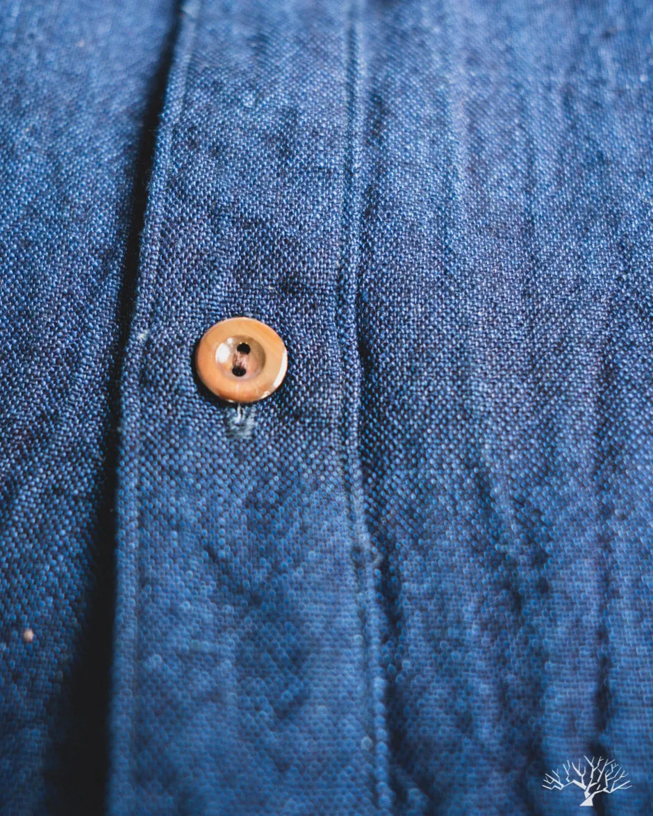 Indigo Band Collar Shirt