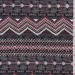 ITY Chestnut/Pink/Black Deco Mosaic Jersey Knit Fabric