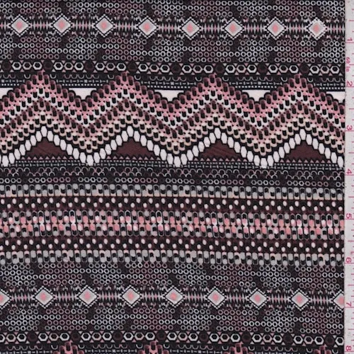 ITY Chestnut/Pink/Black Deco Mosaic Jersey Knit Fabric