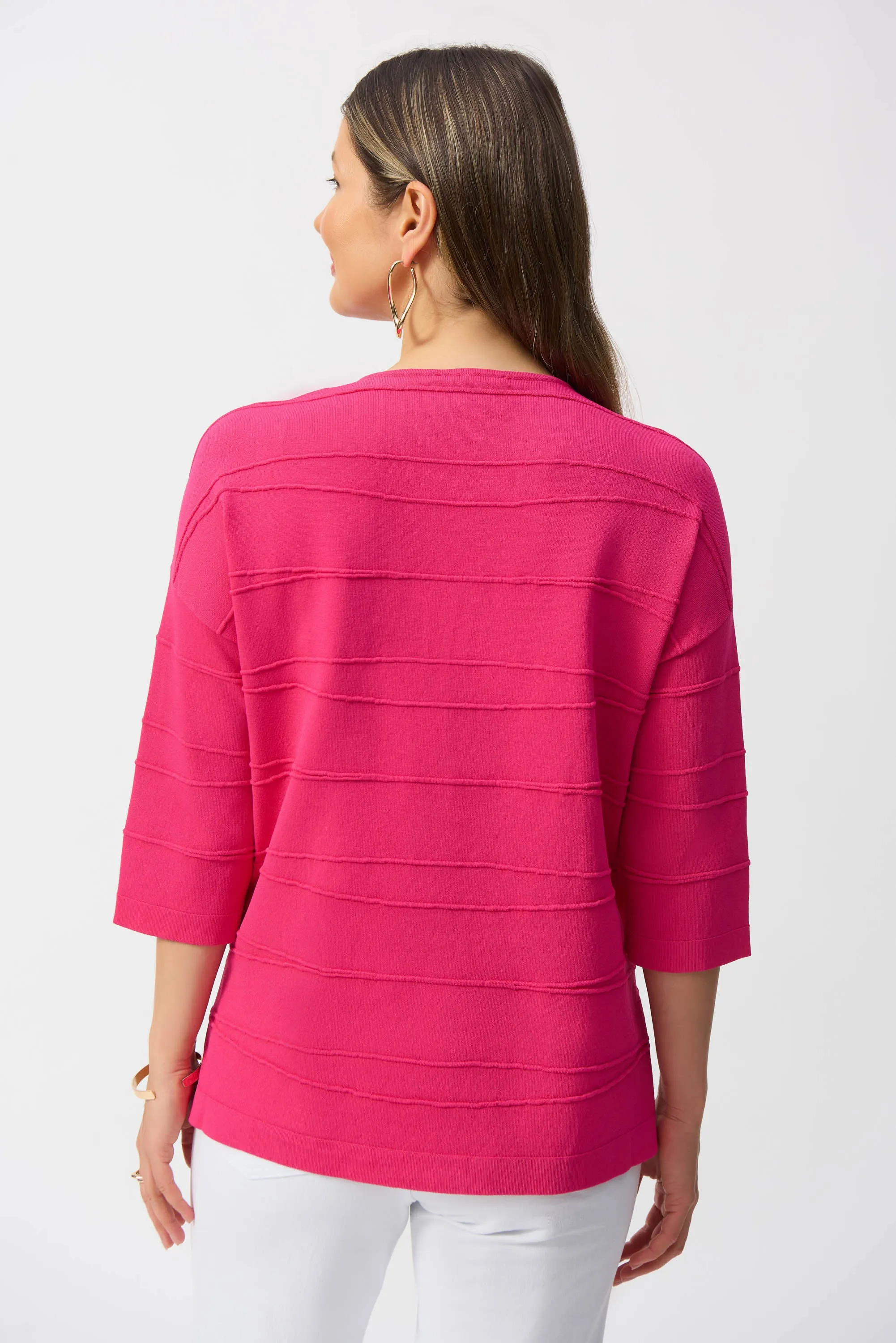Jacquard Sweater Knit Pullover-Geranium 4356