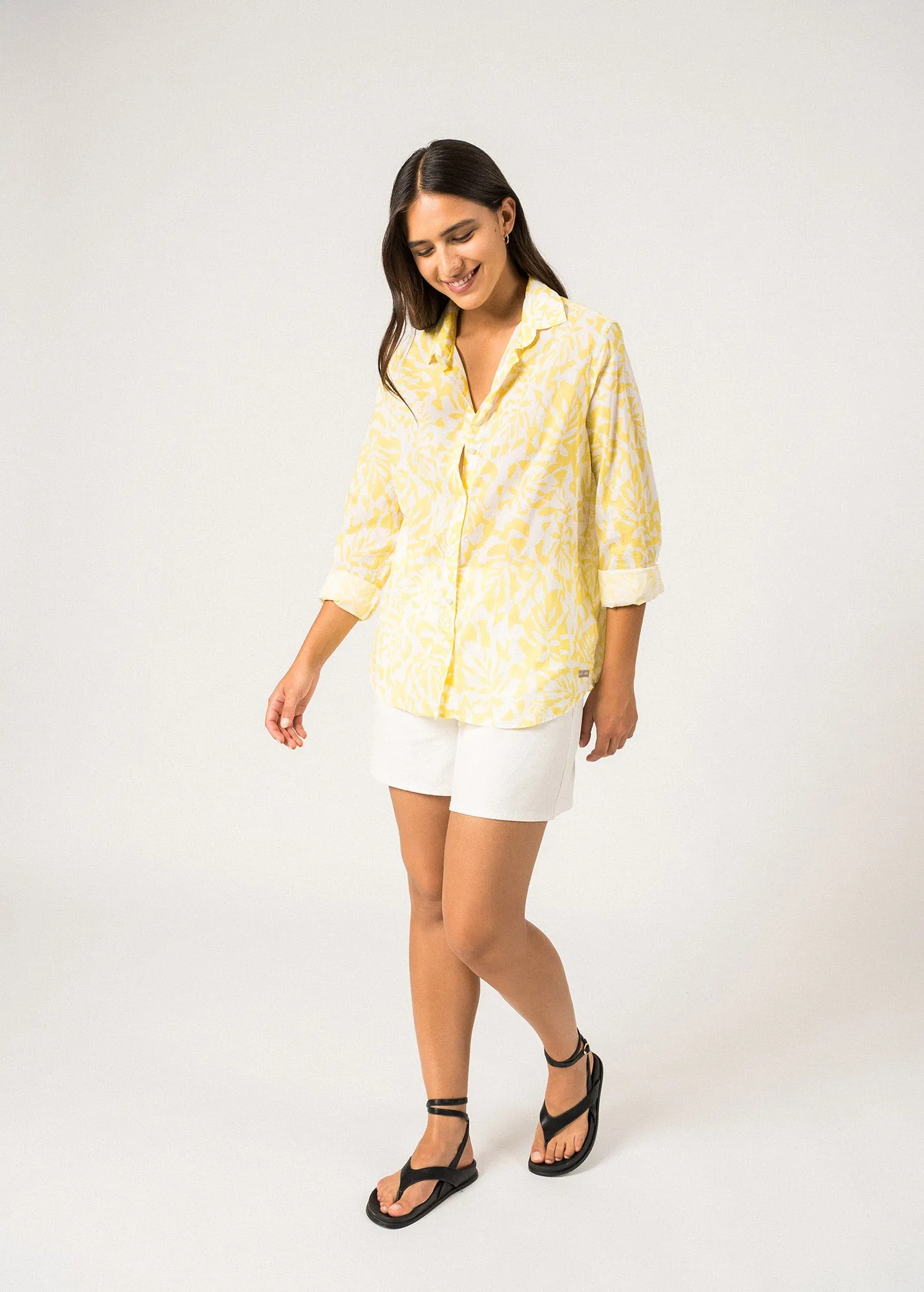 Jeanne Patterned Shirt  long sleeves (BLANC/ACIDULE)