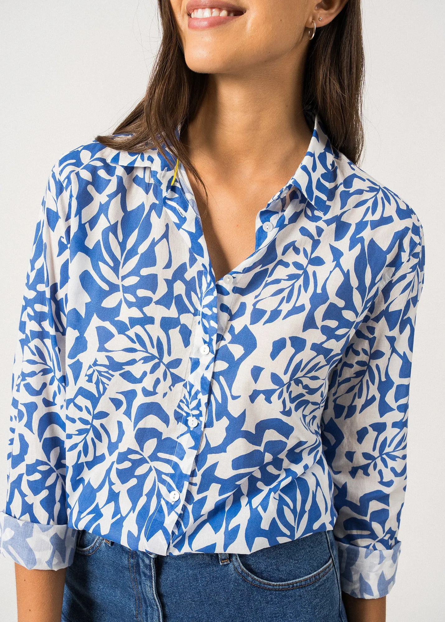 Jeanne Patterned Shirt  long sleeves (BLANC/MER)