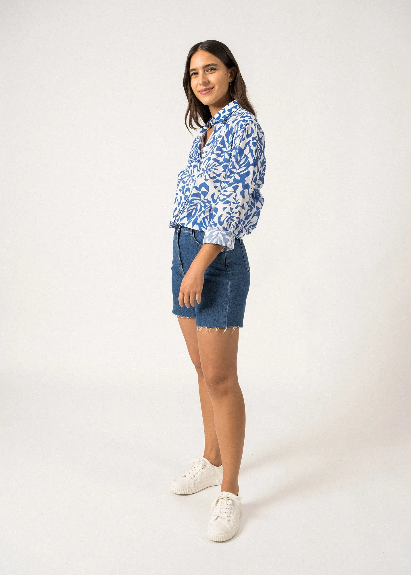 Jeanne Patterned Shirt  long sleeves (BLANC/MER)