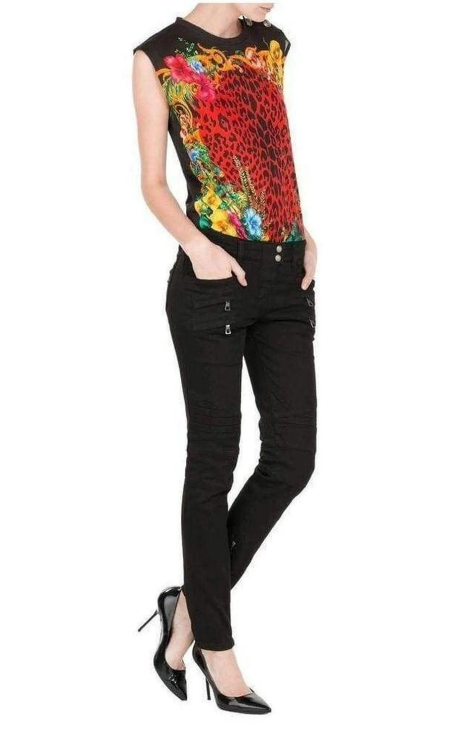 Jeans Low Rise Black Biker Jeans