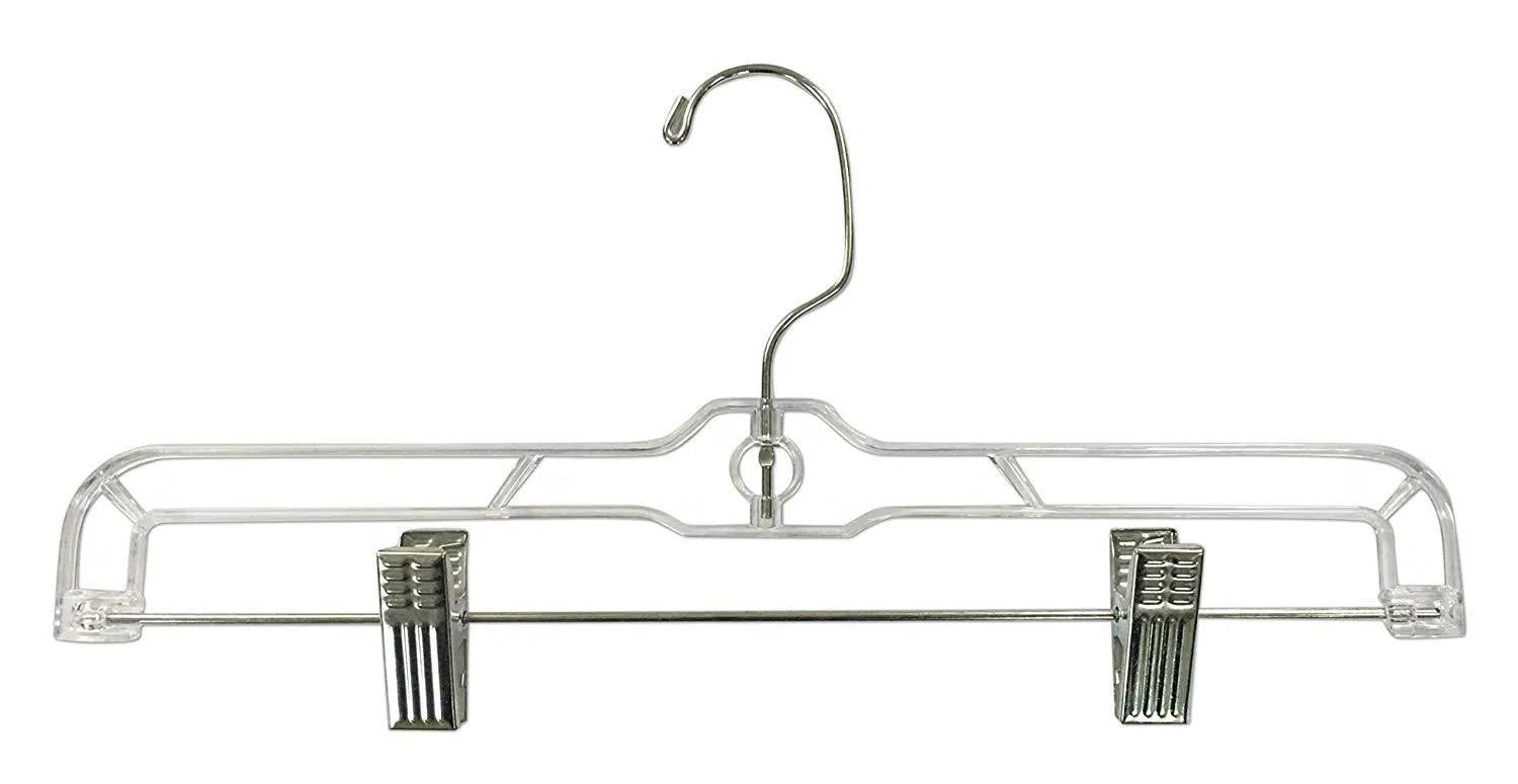 Jeronic 12 Pack Slack Pant Hangers Skirt Hangers with Clips, Clear