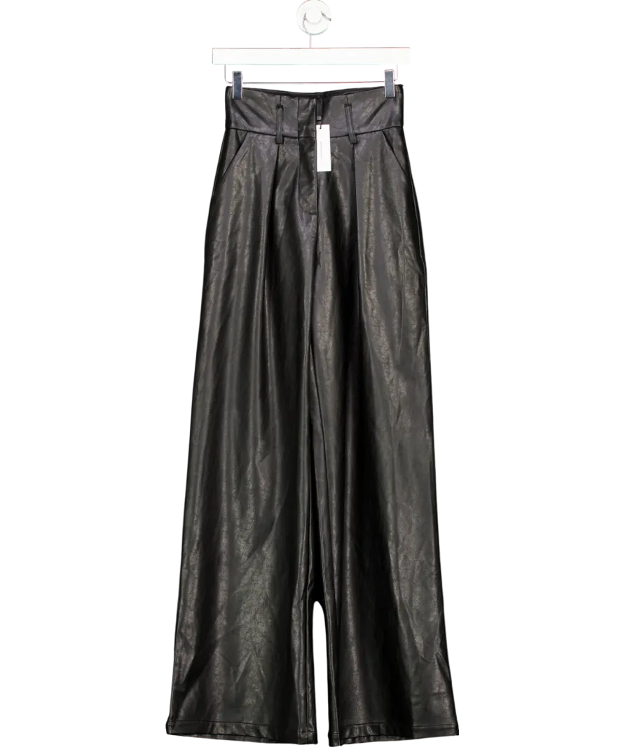 Karen Millen Black Faux Leather High Waisted Trousers UK 6 LP