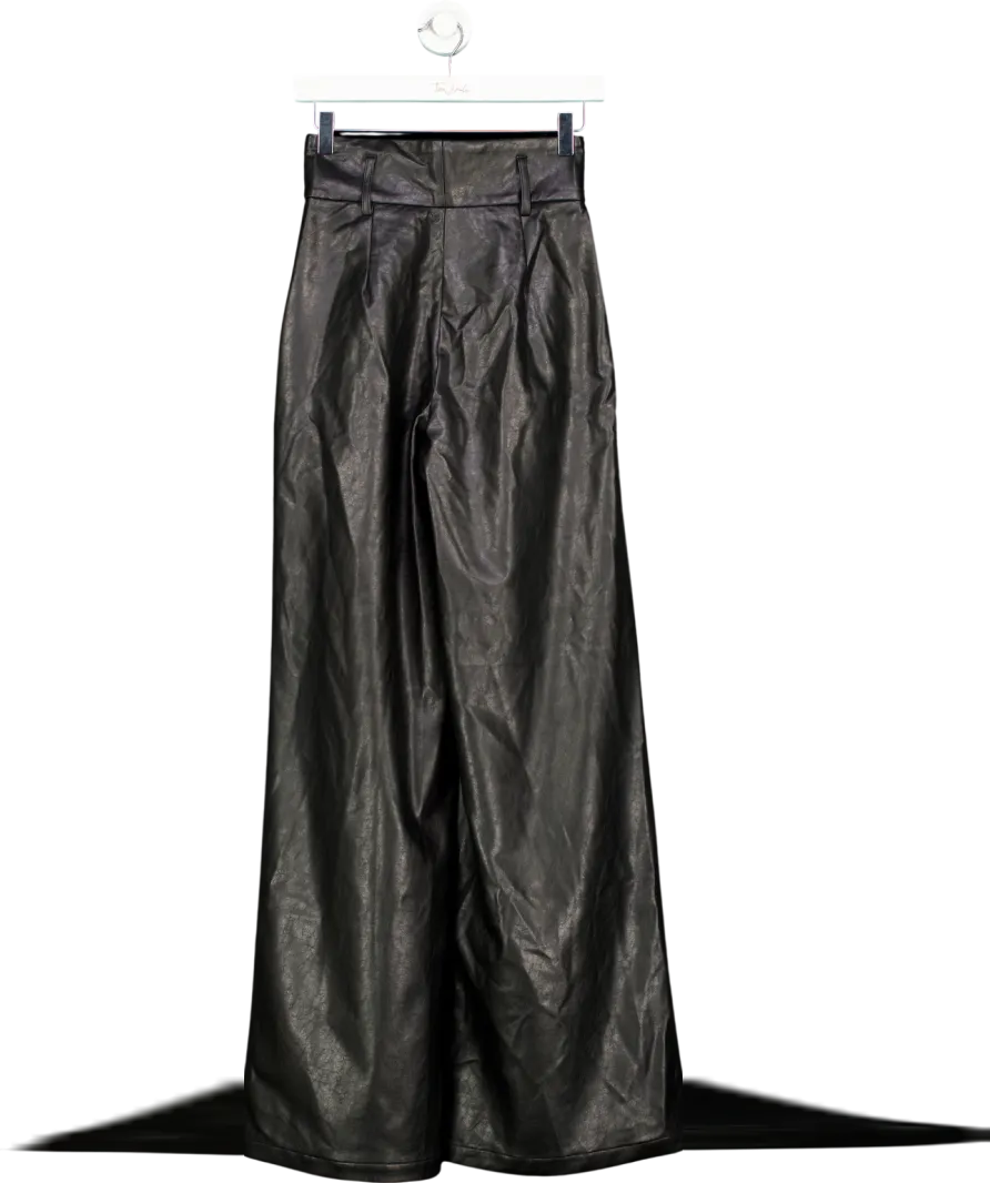Karen Millen Black Faux Leather High Waisted Trousers UK 6 LP