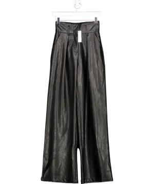 Karen Millen Black Faux Leather High Waisted Trousers UK 6 LP
