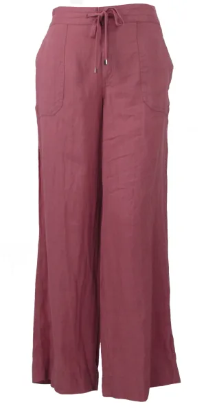 Lauren Ralph Lauren Women's Jovonie Linen Wide Leg Pants Dry Berry Pink Size 14
